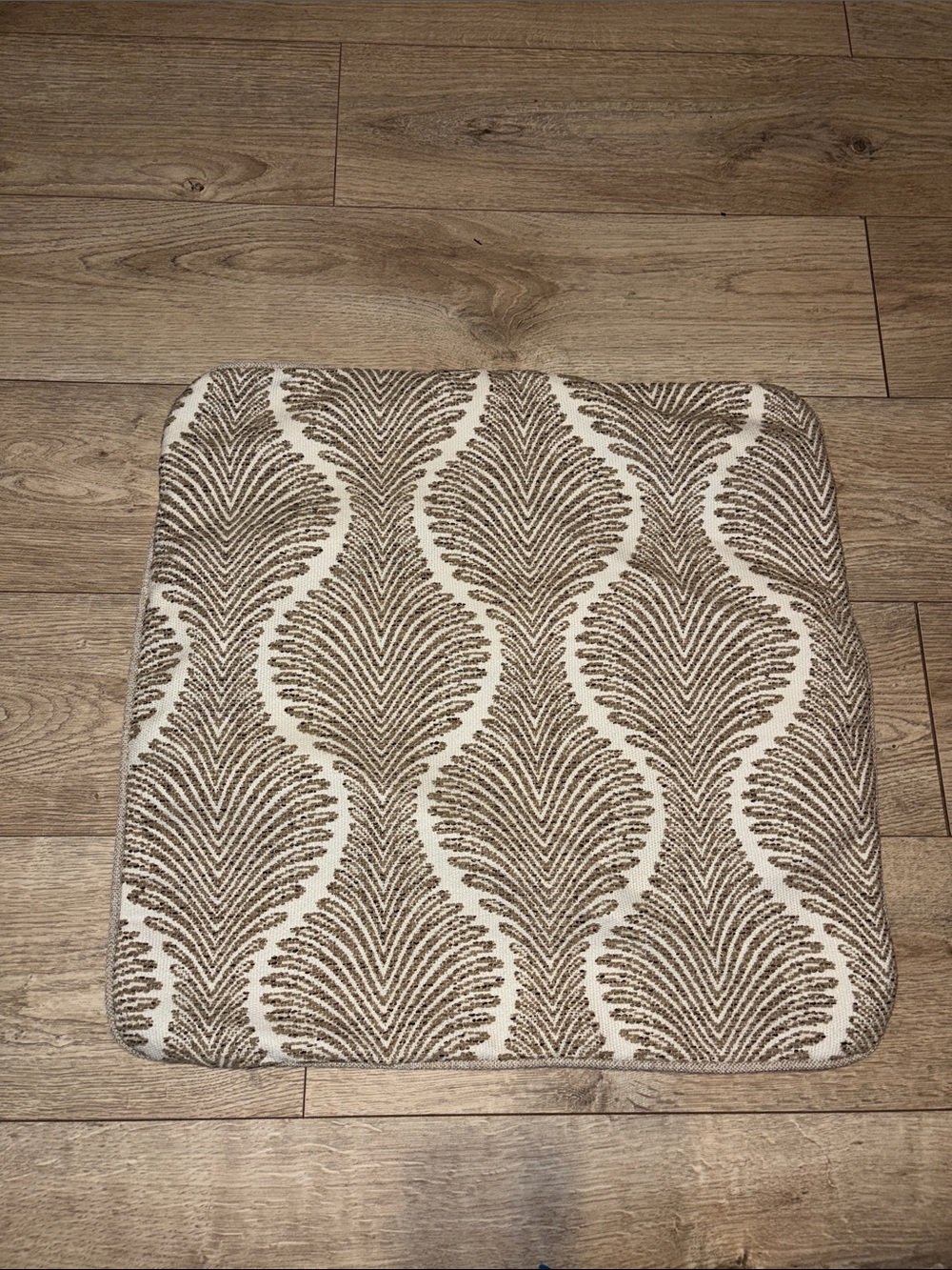 Decorative Square Cushion Pillow in Cream and Brown Palm Motif